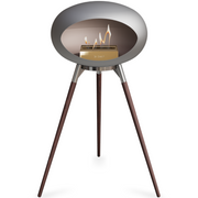 Le Feu Nickle Dome Bioethanol Fireplace ground high polished steel bowl,smoked legs and rose gold burner