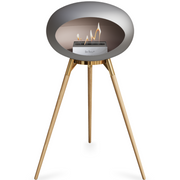Le Feu Nickle Dome Bioethanol Fireplace ground high rose gold bowl, soaptreated legs and steel burner