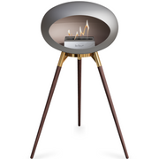 Le Feu Nickle Dome Bioethanol Fireplace ground high rose gold bowl, smoked legs and steel burner