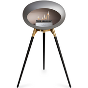 Le Feu Nickle Dome Bioethanol Fireplace ground high rose gold bowl, black legs and steel burner