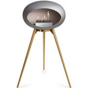 Le Feu Nickle Dome Bioethanol Fireplace ground high rose gold bowl, rose gold legs and steel burner