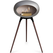 Le Feu Nickle Dome Bioethanol Fireplace ground high black bowl, smoked legs and rose gold burner