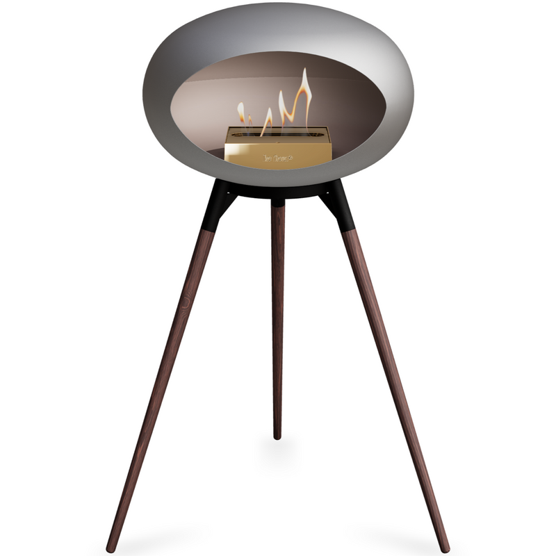 Le Feu Nickle Dome Bioethanol Fireplace ground high black bowl, smoked legs and rose gold burner