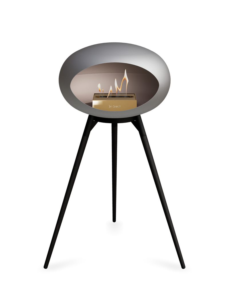 Le Feu Nickle Dome Bioethanol Fireplace ground high black bowl, black legs and rose gold burner