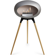 Le Feu Nickle Dome Bioethanol Fireplace ground high black bowl, rose gold legs and steel burner