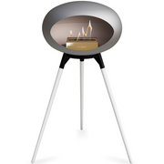 Le Feu Nickle Dome Bioethanol Fireplace ground high black bowl, white legs and rose gold burner