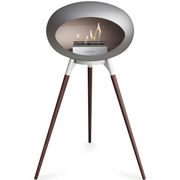 Le Feu Nickle Dome Bioethanol Fireplace ground high white bowl, smoked legs and steel burner