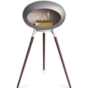Le Feu Nickle Dome Bioethanol Fireplace ground high white bowl, smoked legs and rose gold burner