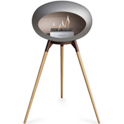 Le Feu Nickle Dome Bioethanol Fireplace ground high mocca bowl, soaptreated legs and steel burner
