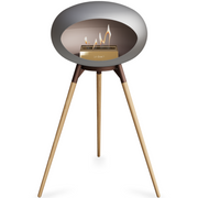 Le Feu Nickle Dome Bioethanol Fireplace ground high mocca bowl, soaptreated legs and rose gold burner