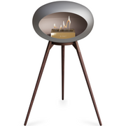 Le Feu Nickle Dome Bioethanol Fireplace ground high mocca bowl, smoked legs and rose gold burner