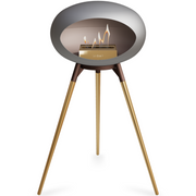 Le Feu Nickle Dome Bioethanol Fireplace ground high mocca bowl, rose gold legs and rose gold burner