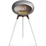 Le Feu Nickle Dome Bioethanol Fireplace ground high mocca bowl, white legs and rose gold burner