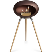 Le Feu Mocca Dome Bioethanol Fireplace ground high polished steel bowl, soaptreated legs and rose gold burner