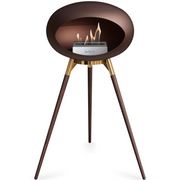 Le Feu Mocca Dome Bioethanol Fireplace ground high rose gold bowl, smoked legs and steel burner