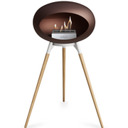 Le Feu Mocca Dome Bioethanol Fireplace ground high white bowl, soaptreated legs and steel burner