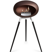 Le Feu Mocca Dome Bioethanol Fireplace ground high white bowl, black legs and steel burner