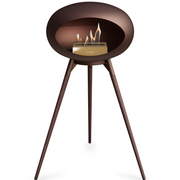 Le Feu Mocca Dome Bioethanol Fireplace ground high mocca bowl, smoked legs and rose gold burner