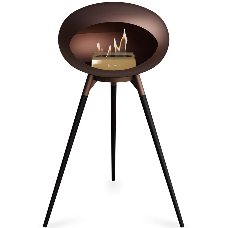 Le Feu Mocca Dome Bioethanol Fireplace ground high mocca bowl, black legs and rose gold burner