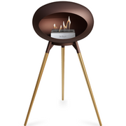 Le Feu Mocca Dome Bioethanol Fireplace ground high mocca bowl, rose gold legs and steel burner