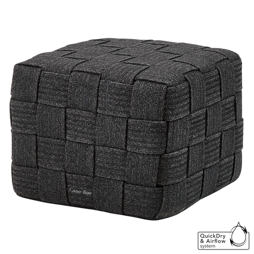 cane-line cube footstool in Dark Grey, Square Cane-line Soft Rope