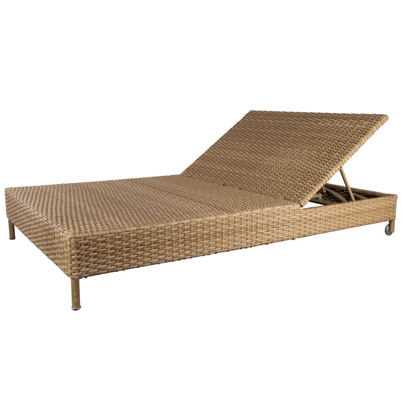cane-line-rest sunbed double Natural, large flat Cane-line Weave sunbed without cushion