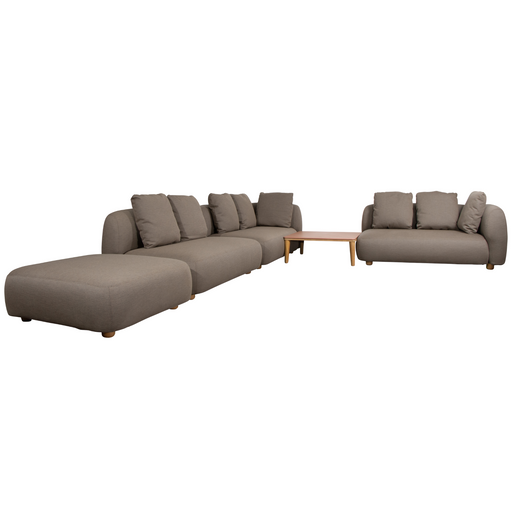 cane-line capture corner sofa with table, pouf & chaise lounge taupe, cane-line airtouch sofa