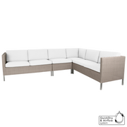 cane-line 6 seater connect dining lounge Taupe, Large Round Cane-line Weave Incl. White Cane-line Natté cushion