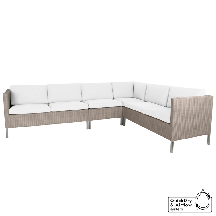 cane-line 6 seater connect dining lounge Taupe, Large Round Cane-line Weave Incl. White Cane-line Natté cushion