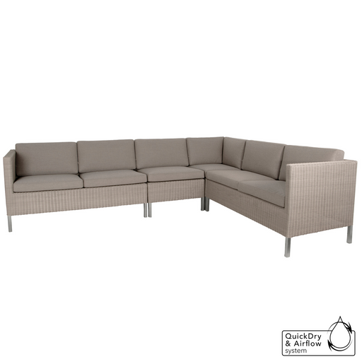 cane-line 6 seater connect dining lounge Taupe, Large Round Cane-line Weave Incl. Taupe Cane-line Natté cushion