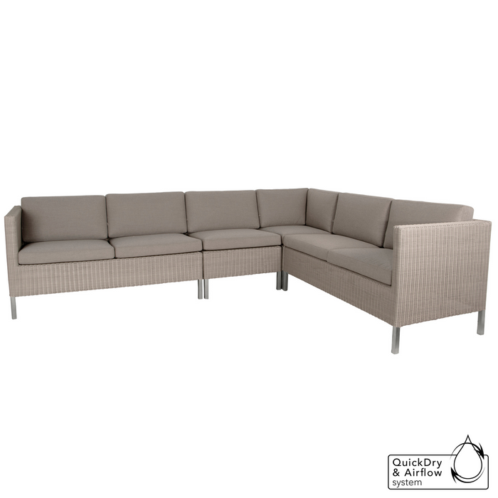 cane-line 6 seater connect dining lounge Taupe, Large Round Cane-line Weave Incl. Taupe Cane-line Natté cushion