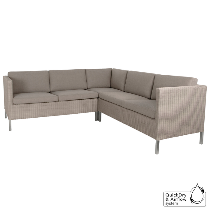 cane-line 5 seater connect dining lounge Taupe, Large Round Cane-line Weave Incl. Taupe Cane-line Natté cushion