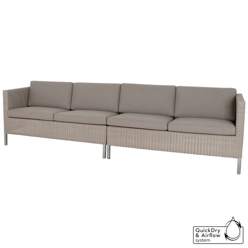 cane-line 4 seater connect dining lounge Taupe, Large Round Cane-line Weave Incl. Taupe Cane-line Natté cushion