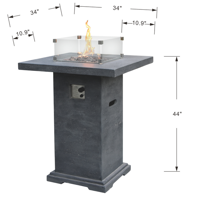 Elementi Montreal Bar Table – Travertine Finish (Light Grey or Dark Grey)