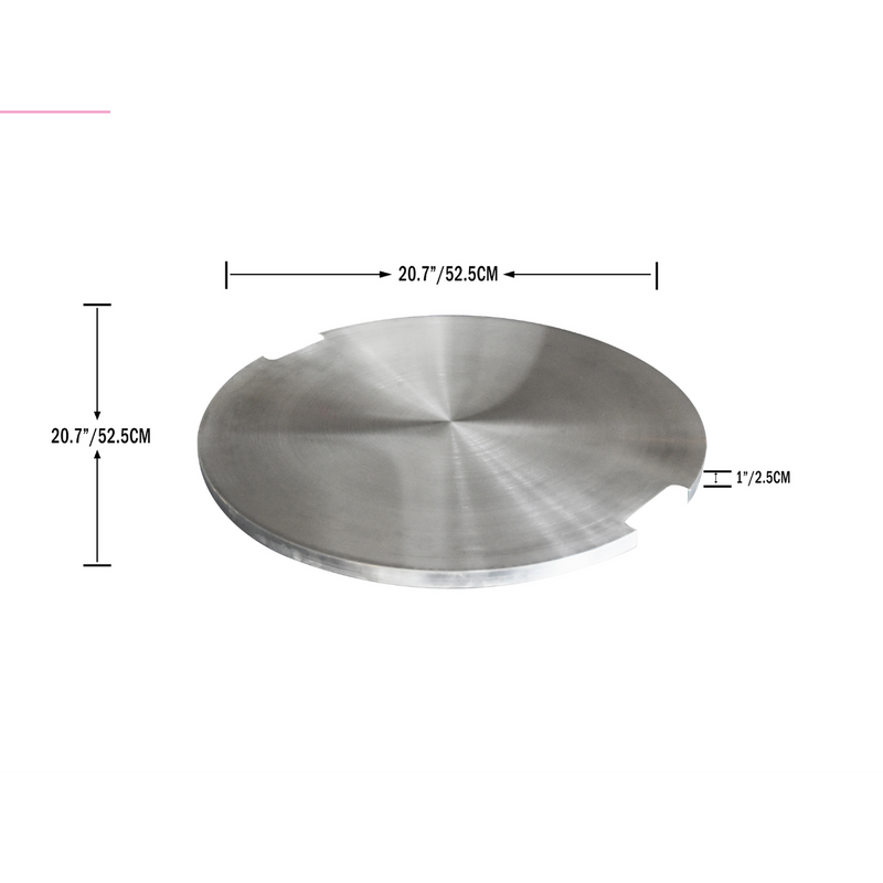 elementi 20.7" round stainless steel outdoor fire pit lid accessories protection OFG104-SS dimensions