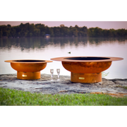 Fire pit art outdoor Saturn fire pit stainless steel without wood in a lake lifestyle