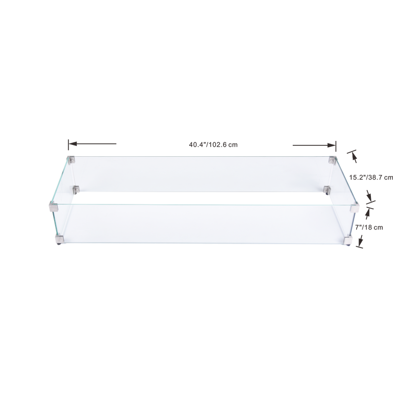 elementi 40.4" rectangle wind screen tempered glass dimensions