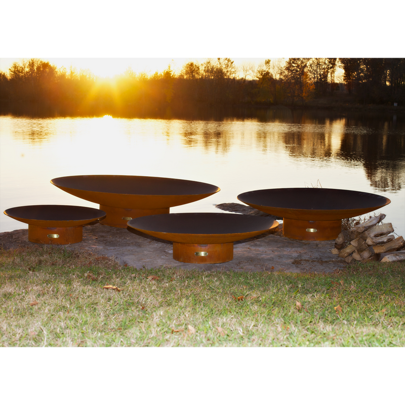 Fire pit art outdoor Asia 72" fire pit stainless steel without wood in a lake lifestyle