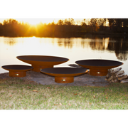 Firepit art outdoor Asia 36" fire pit stainless steel in a garden without wood lifestyle