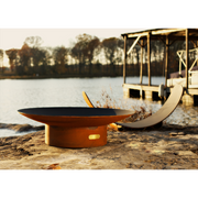 Fire pit art outdoor Asia 60" fire pit stainless steel in a lake lifestyle