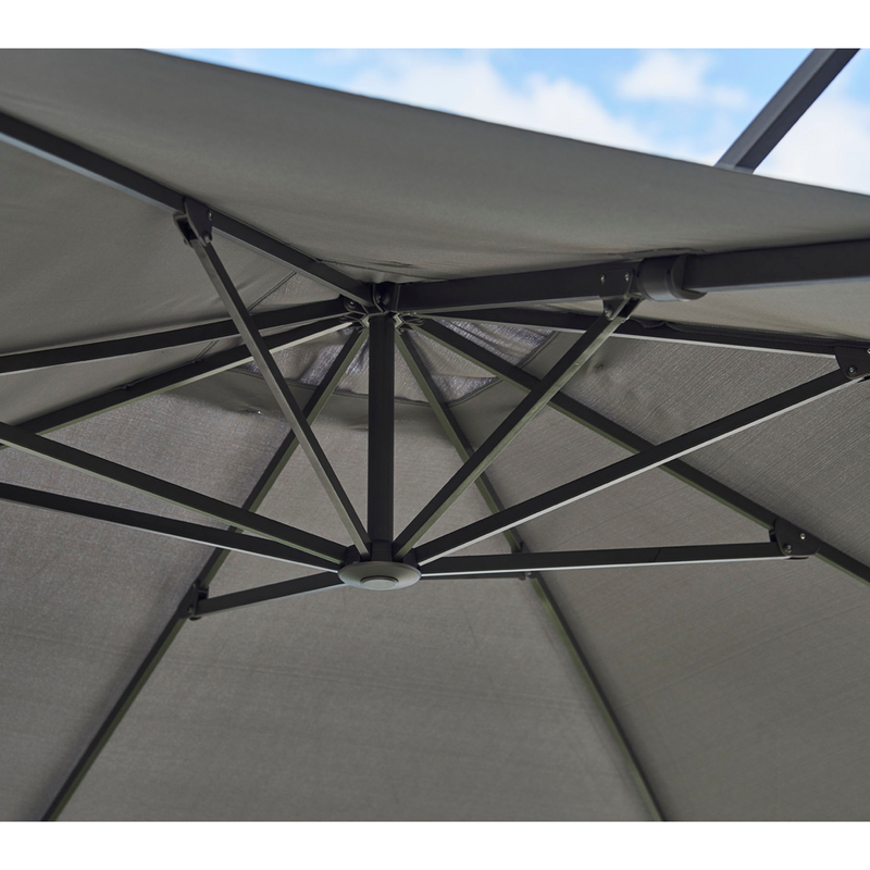 cane line hyde luxe tilt parasol 118 x 118 lifestyle open parasol
