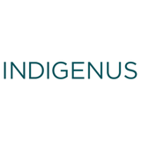 Indigenus logo in teal on a white background