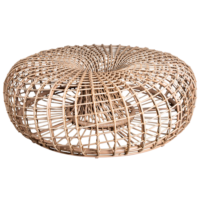 Caneline-Nest-coffee-table-footstool-large-dia-130cm-Aluminium-Weave-Natural