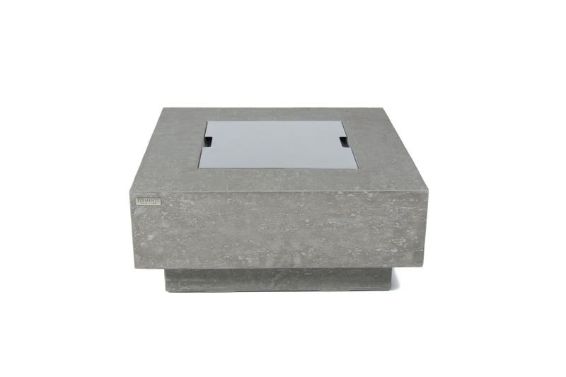 concrete propane natural gas fire pit outdoor light grey