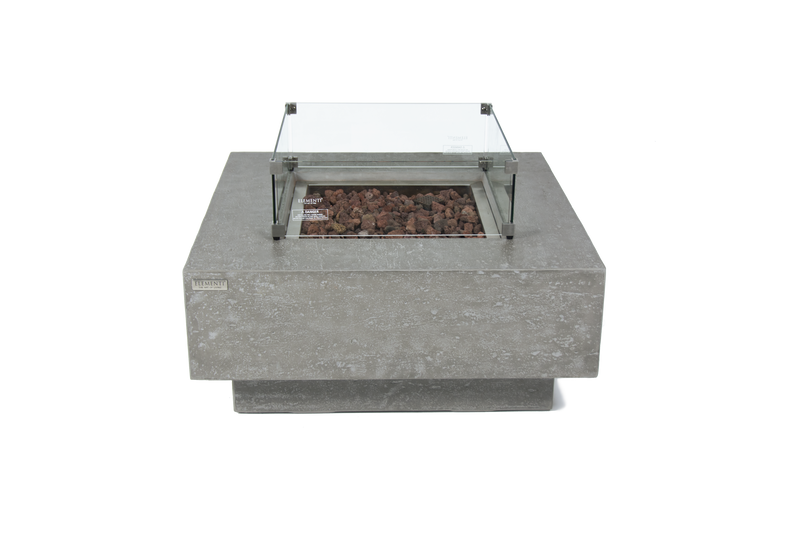 concrete propane natural gas fire pit outdoor light grey