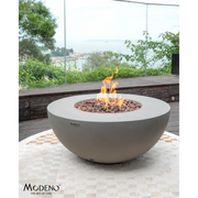 Modeno Roca Fire Table in a patio lifestyle