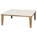 cane-line capture coffee table teak and travertine  look, ceramic table top