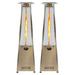 2 large tall outdoor stainless steel propane heater visible fire with 41,000 BTU 