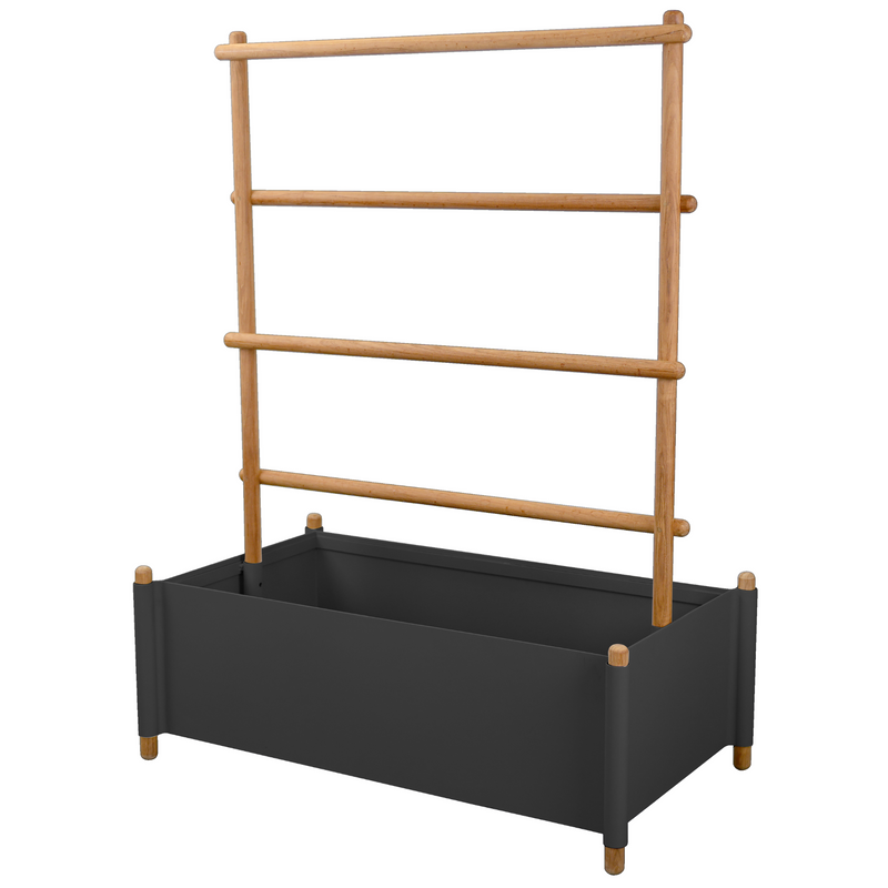 cane-line sticks planter rack with planter in Teak w/Lava Grey Aluminium