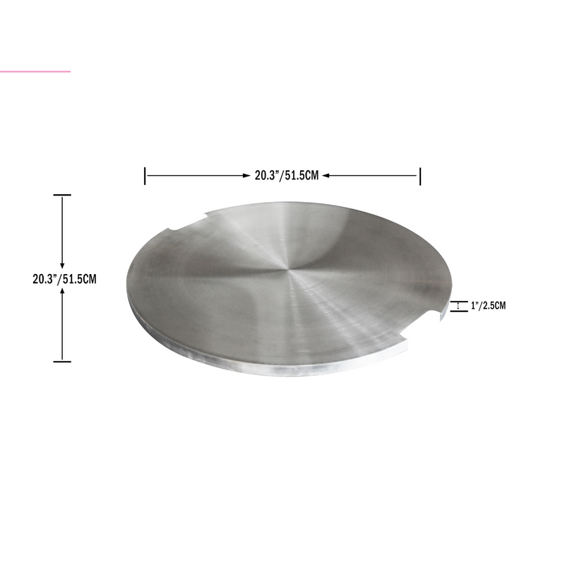 elementi 20.3" Manchester round stainless steel outdoor fire pit lid accessories protection OFG145-SS dimensions